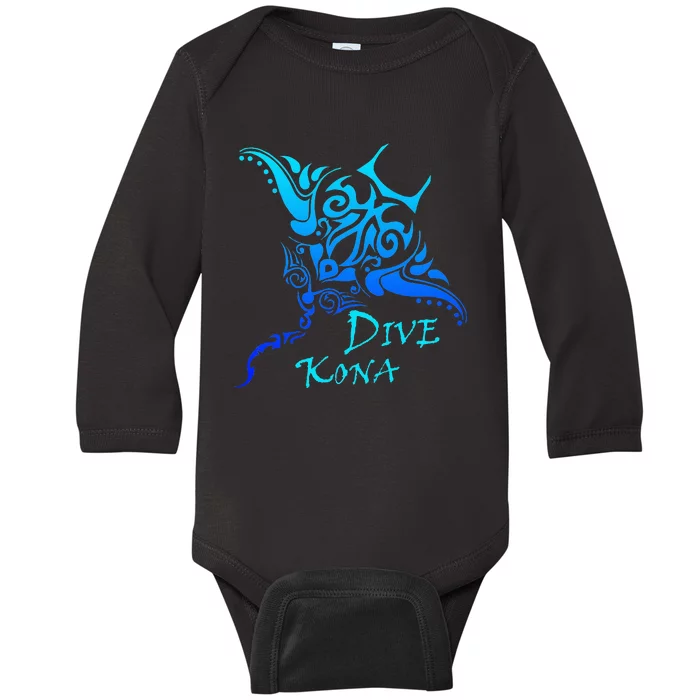 Dive Kona Hawaii Tribal Stingray Polynesian Tattoo Baby Long Sleeve Bodysuit