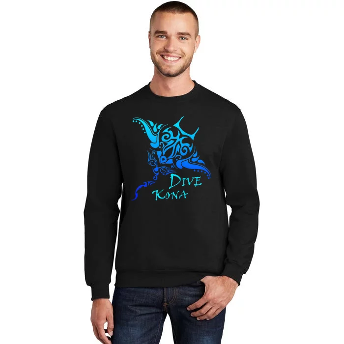 Dive Kona Hawaii Tribal Stingray Polynesian Tattoo Tall Sweatshirt