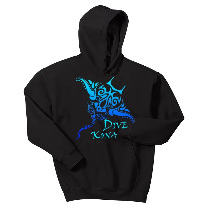 Dive Kona Hawaii Tribal Stingray Polynesian Tattoo Kids Hoodie