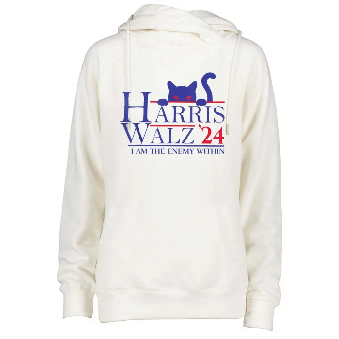 Democrat Kamala Harris Enemy Within Womens Funnel Neck Pullover Hood