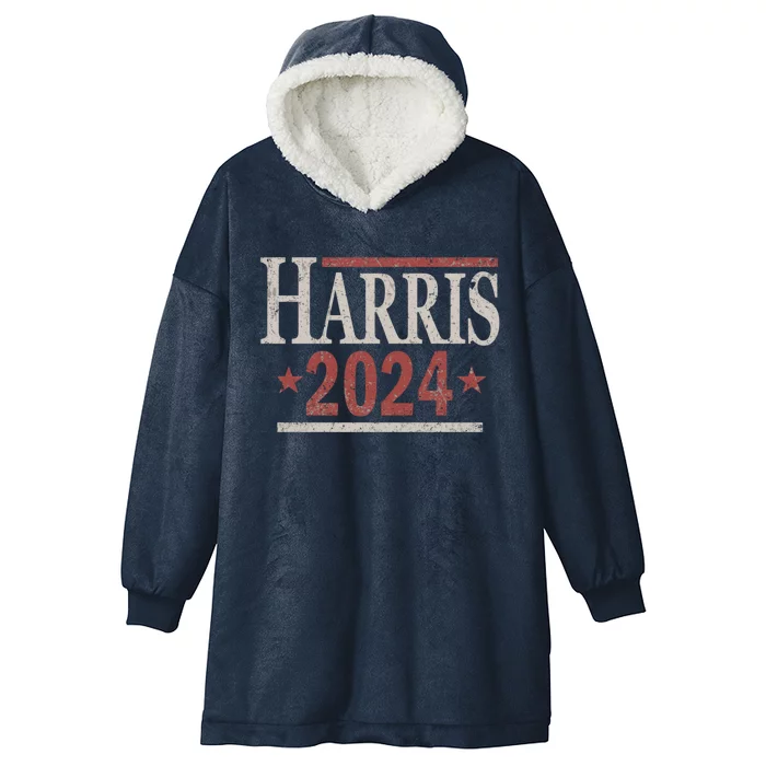 Distressed Kamala Harris 2024 Gift Hooded Wearable Blanket