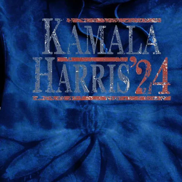 Distressed Kamala Harris 2024 Tie Dye Hoodie