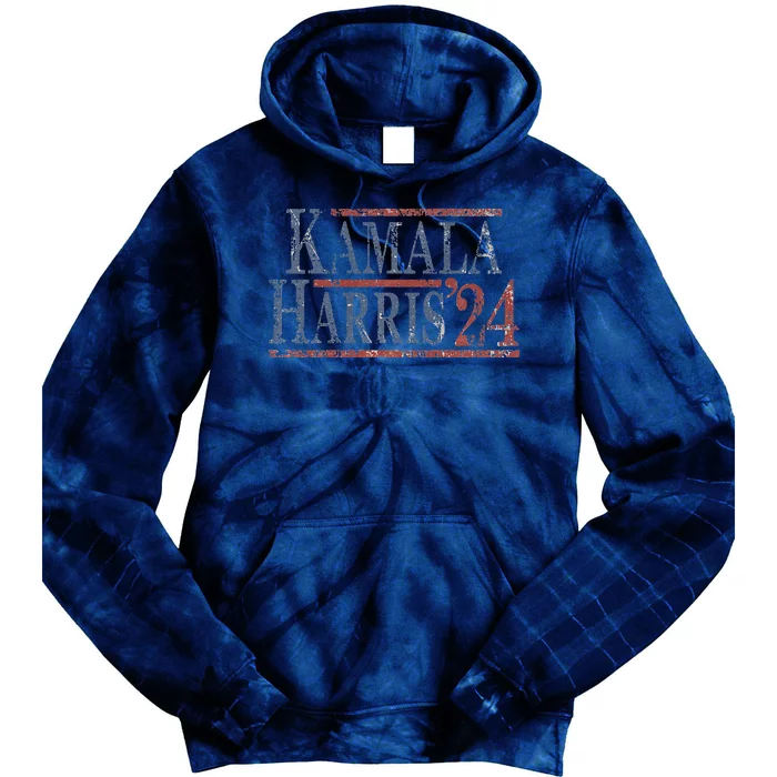 Distressed Kamala Harris 2024 Tie Dye Hoodie