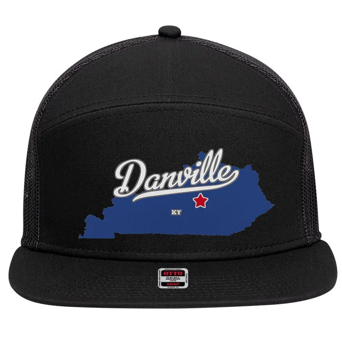 Danville Kentucky KY Map 7 Panel Mesh Trucker Snapback Hat