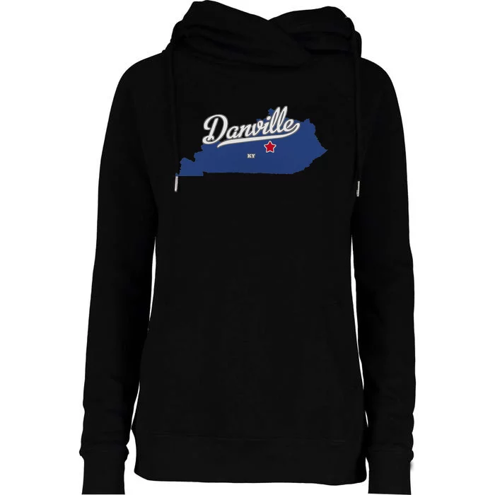 Danville Kentucky KY Map Womens Funnel Neck Pullover Hood