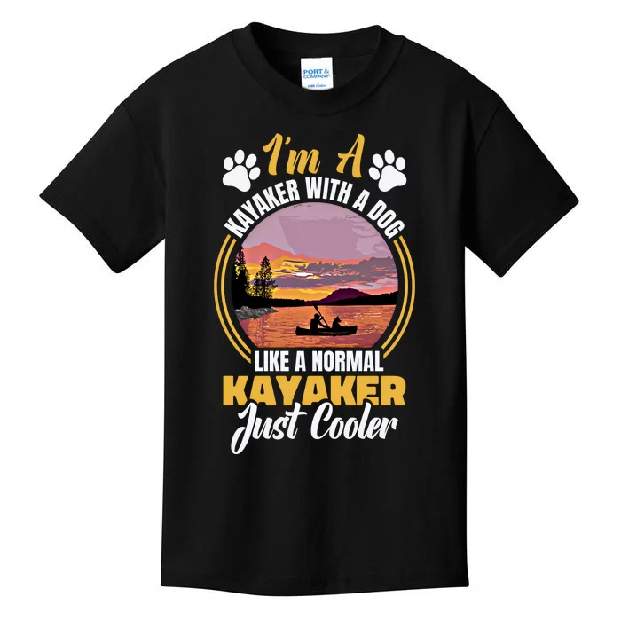 Dog Kayak Lake Kayaking With Dog Life Vest For Kayaking Dog Gift Kids T-Shirt