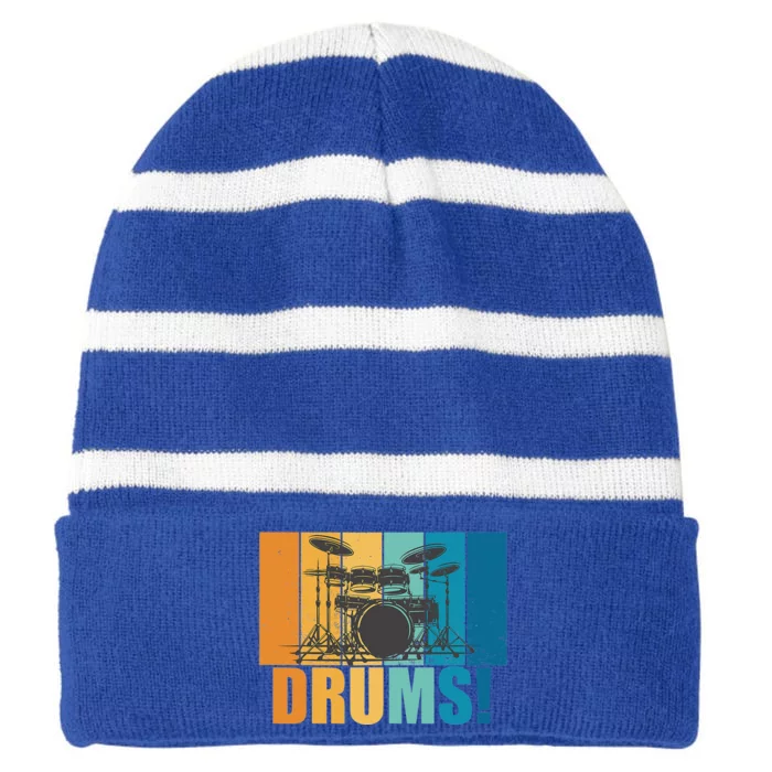 Drum Kit Musician Rock Music Drum Player Striped Beanie with Solid Band