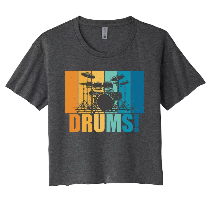 Drum Kit Musician Rock Music Drum Player Women's Crop Top Tee