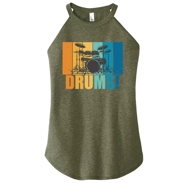 Drum Kit Musician Rock Music Drum Player Women’s Perfect Tri Rocker Tank