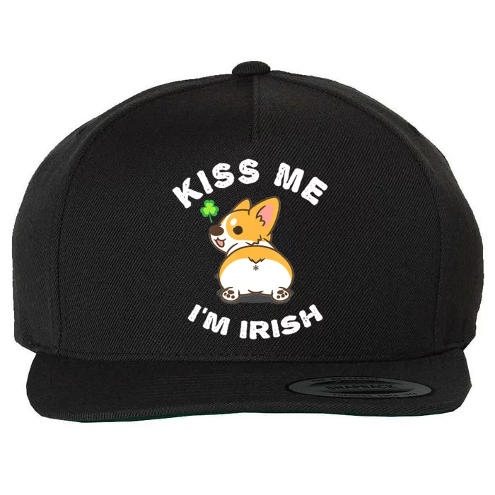 Dog Kiss Mee I'm Irish Corgii Butt Shamrock St Patrick Day Wool Snapback Cap