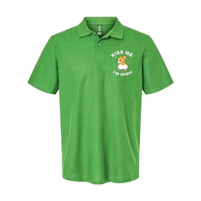 Dog Kiss Mee I'm Irish Corgii Butt Shamrock St Patrick Day Softstyle Adult Sport Polo