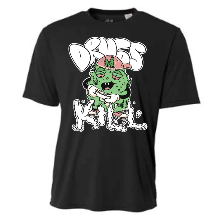 Drugs Kill Marijuana Bud Cartoon Cooling Performance Crew T-Shirt