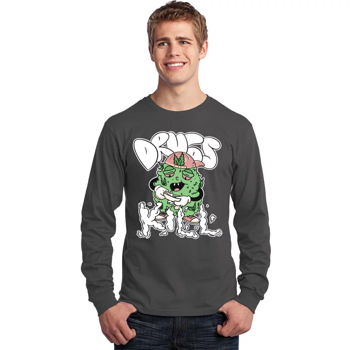 Drugs Kill Marijuana Bud Cartoon Long Sleeve Shirt