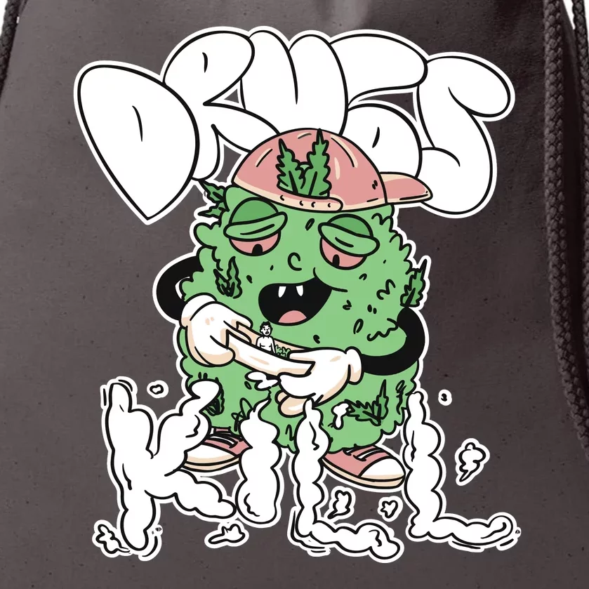 Drugs Kill Marijuana Bud Cartoon Drawstring Bag