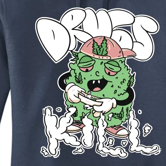 Drugs Kill Marijuana Bud Cartoon Women's Pullover Hoodie