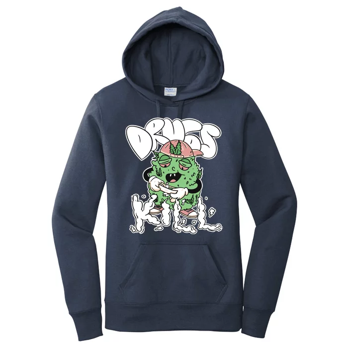 Drugs Kill Marijuana Bud Cartoon Women's Pullover Hoodie