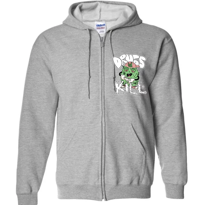 Drugs Kill Marijuana Bud Cartoon Full Zip Hoodie