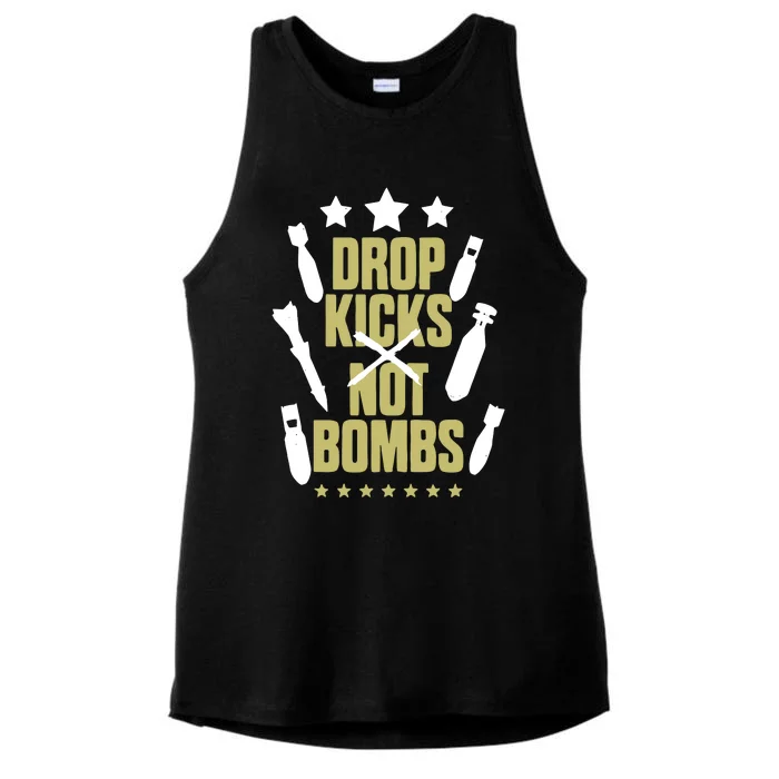 Drop Kicks Not Bombs Ladies Tri-Blend Wicking Tank