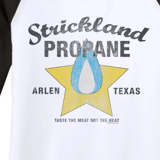 Distressed King Of The Hill Strickland Propane Arlen TX Women's Tri-Blend 3/4-Sleeve Raglan Shirt