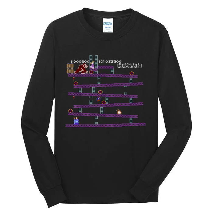 Donkey Kong Retro Arcade Game Screen Tall Long Sleeve T-Shirt