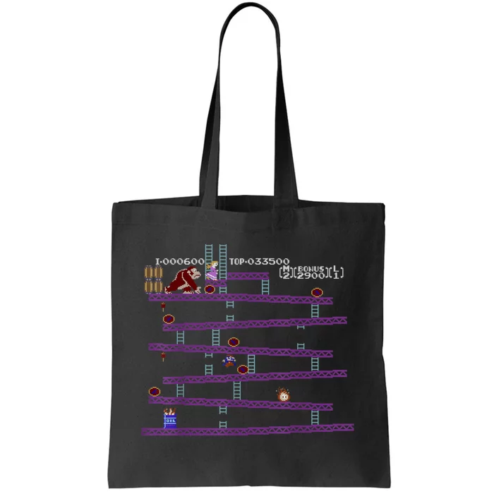 Donkey Kong Retro Arcade Game Screen Tote Bag