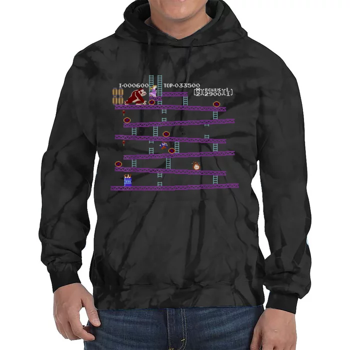 Donkey Kong Retro Arcade Game Screen Tie Dye Hoodie