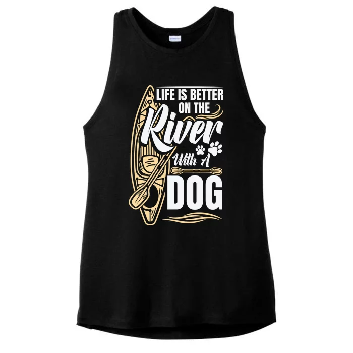 Dog Kayak River Kayaking With Dog Life Vest For Kayaking Dog Gift Ladies Tri-Blend Wicking Tank