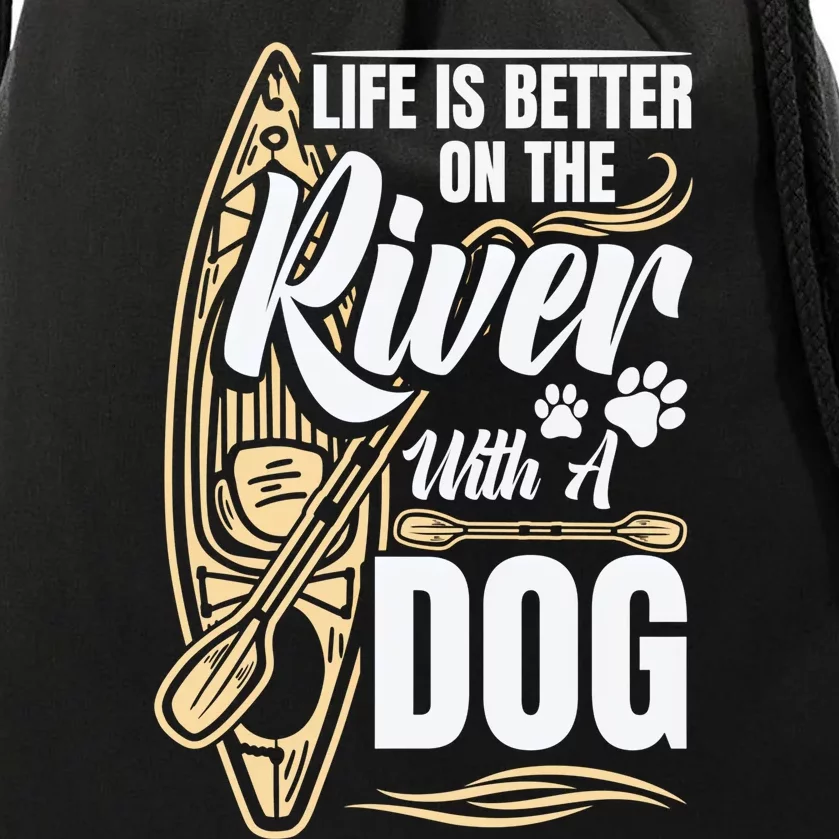 Dog Kayak River Kayaking With Dog Life Vest For Kayaking Dog Gift Drawstring Bag