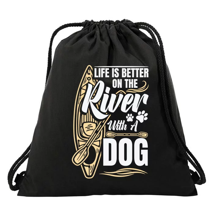 Dog Kayak River Kayaking With Dog Life Vest For Kayaking Dog Gift Drawstring Bag