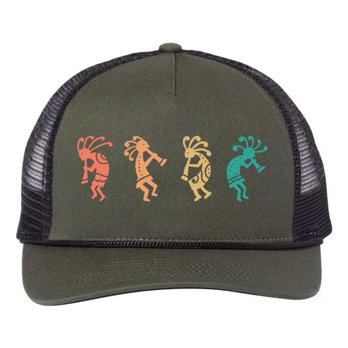 Dancing Kokopelli Southwestern USA Native American Symbol Retro Rope Trucker Hat Cap