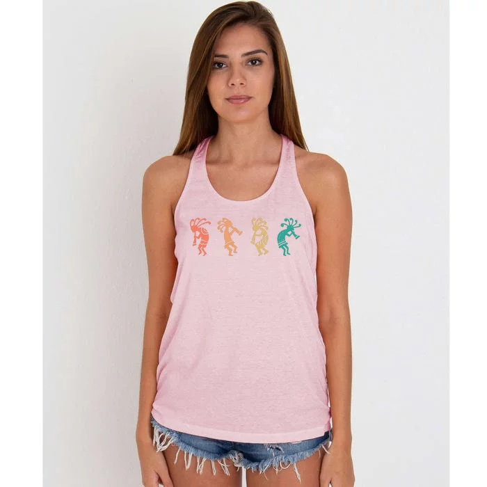 Dancing Kokopelli Southwestern USA Native American Symbol Women's Knotted Racerback Tank