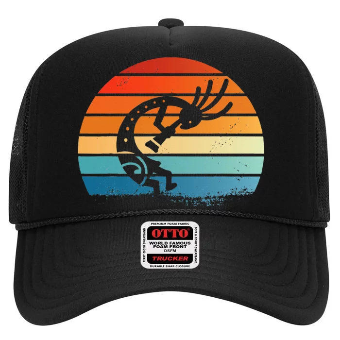 Dancing Kokopelli Southwestern USA Native American Symbol High Crown Mesh Trucker Hat