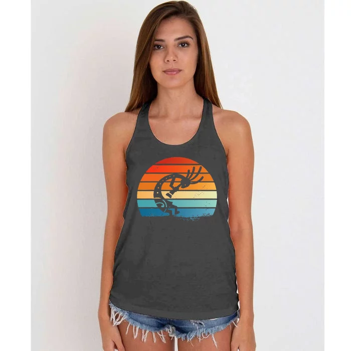 Dancing Kokopelli Southwestern USA Native American Symbol Women's Knotted Racerback Tank