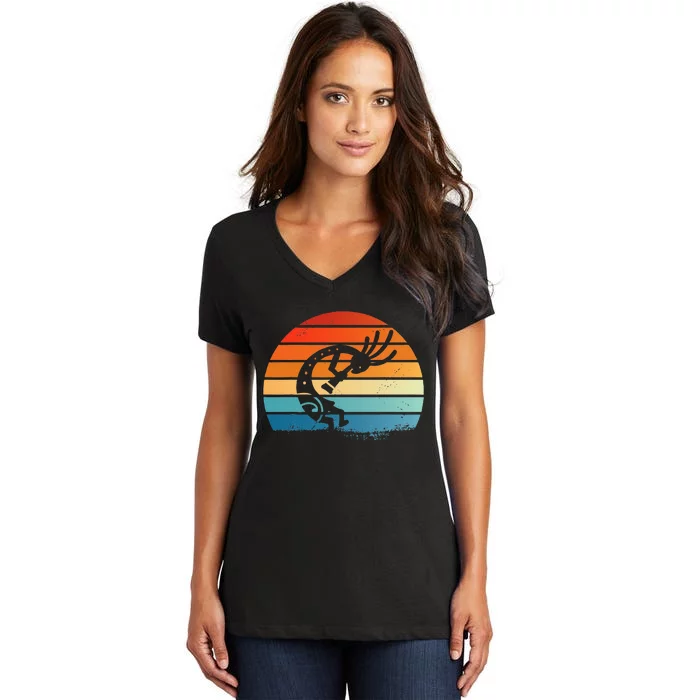 Dancing Kokopelli Southwestern USA Native American Symbol Women's V-Neck T-Shirt