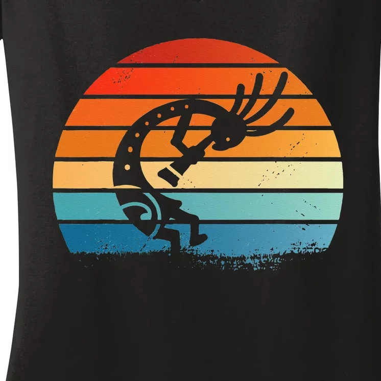 Dancing Kokopelli Southwestern USA Native American Symbol Women's V-Neck T-Shirt