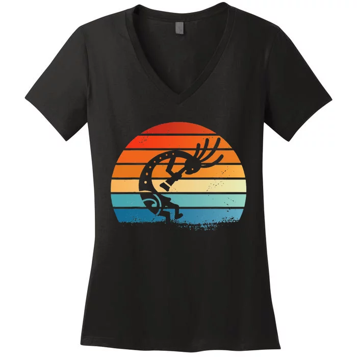 Dancing Kokopelli Southwestern USA Native American Symbol Women's V-Neck T-Shirt