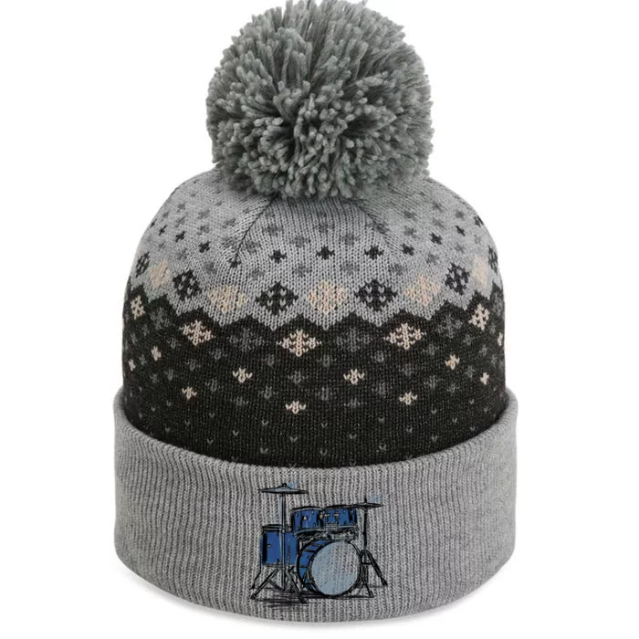 Drum Kit Sketch Music The Baniff Cuffed Pom Beanie