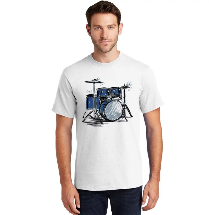 Drum Kit Sketch Music Tall T-Shirt