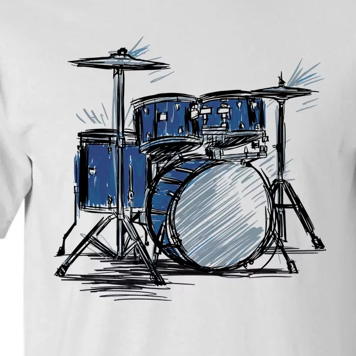 Drum Kit Sketch Music Tall T-Shirt