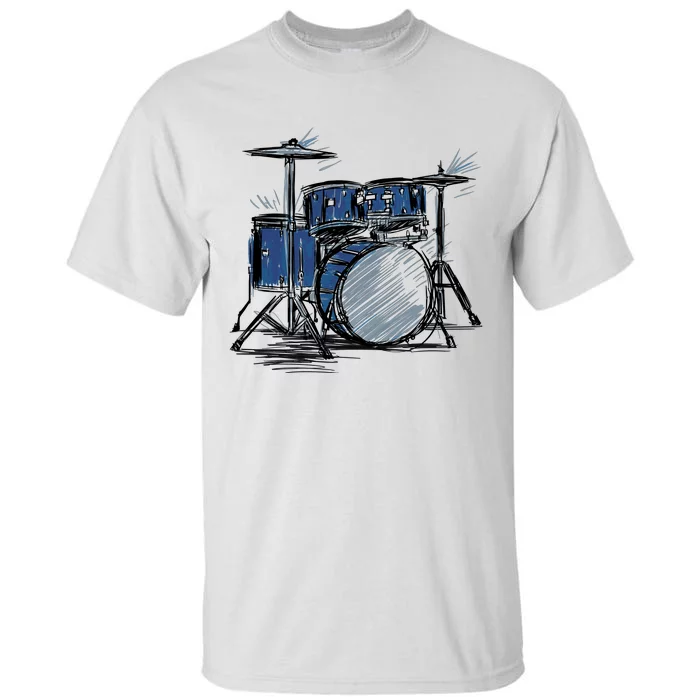 Drum Kit Sketch Music Tall T-Shirt