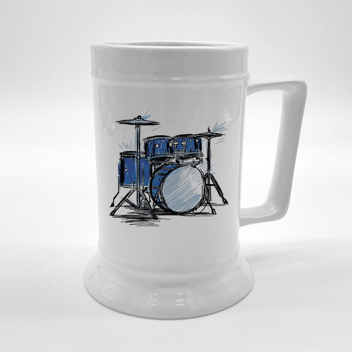 Drum Kit Sketch Music Front & Back Beer Stein