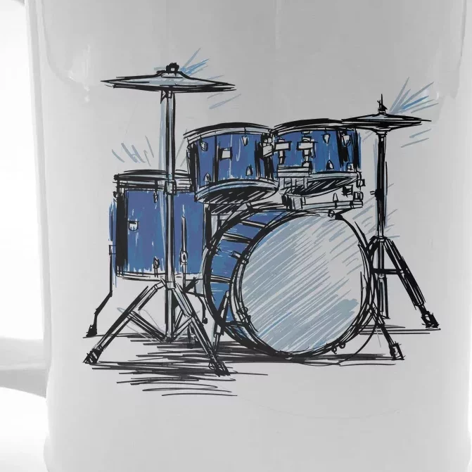 Drum Kit Sketch Music Front & Back Beer Stein