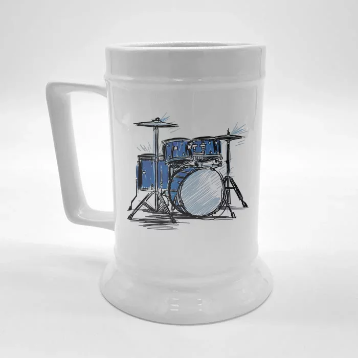 Drum Kit Sketch Music Front & Back Beer Stein