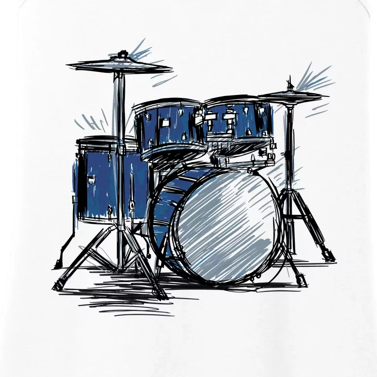 Drum Kit Sketch Music Ladies Essential Tank