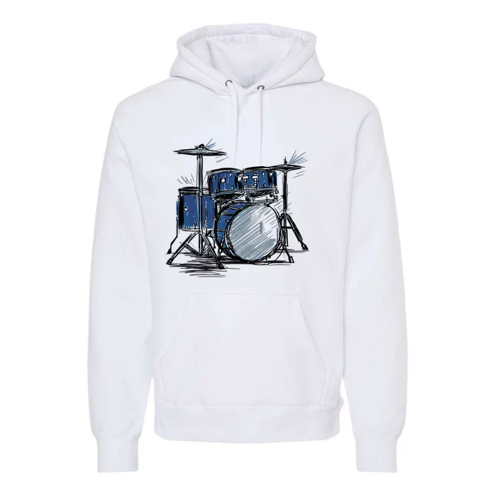 Drum Kit Sketch Music Premium Hoodie