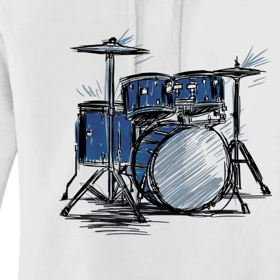 Drum Kit Sketch Music Women's Pullover Hoodie