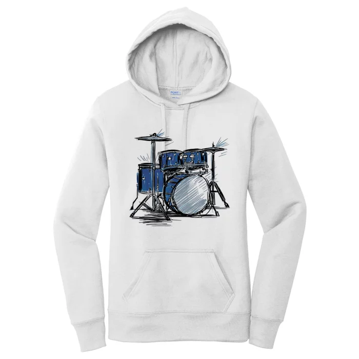 Drum Kit Sketch Music Women's Pullover Hoodie