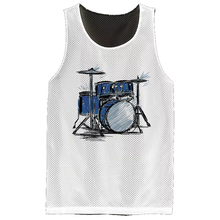 Drum Kit Sketch Music Mesh Reversible Basketball Jersey Tank