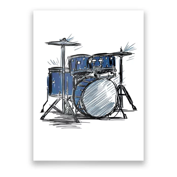 Drum Kit Sketch Music Poster