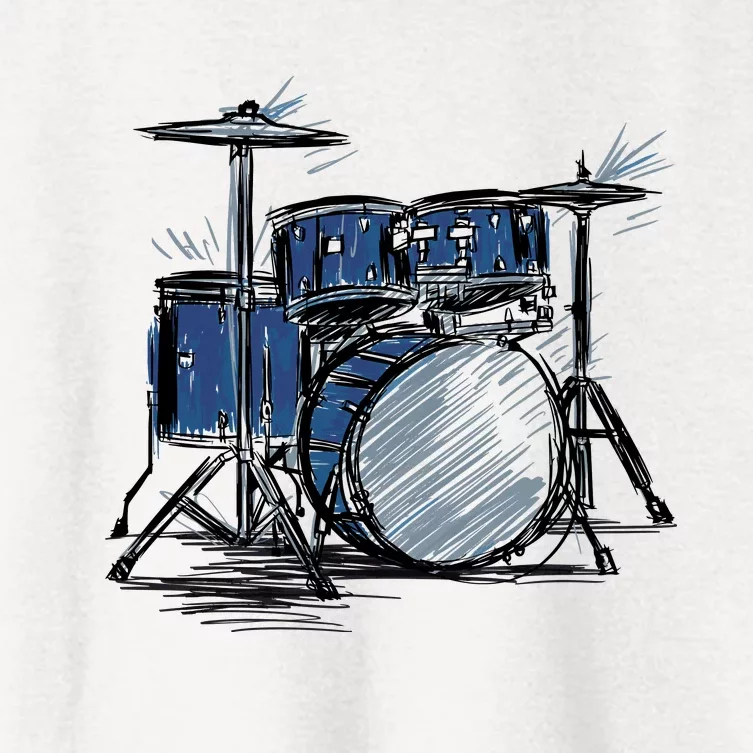 Drum Kit Sketch Music Women's Crop Top Tee